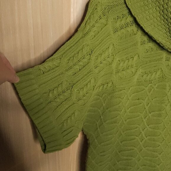 Style & Co. Green Cowl Neck Short Sleeve Heavyweight Cable Knit Sweater Large - Picture 4 of 6